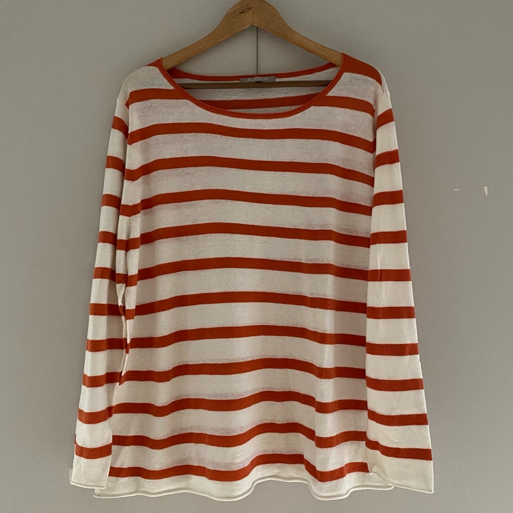 AGENDA - Cotton & Linen Striped Sweater - L